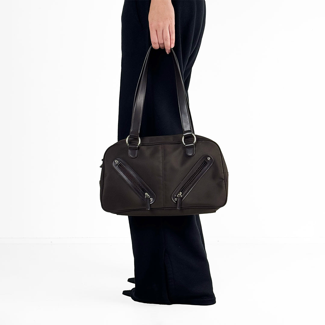 Structured Nylon Shoulder Bag