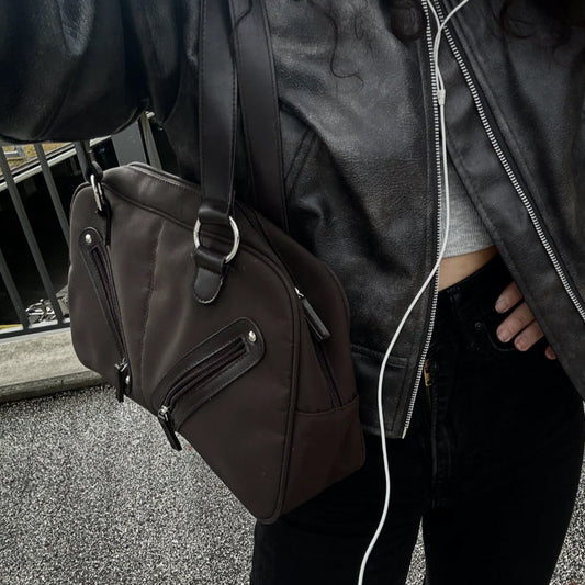 Structured Nylon Shoulder Bag